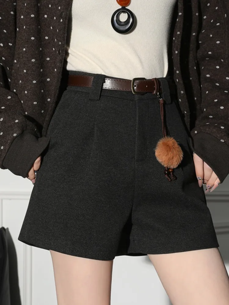 Bla Pantaloni a vita alta in lana a trapezio Pantaloni da donna larghi a gamba dritta A-Line Capispalla Faionable Boot Pants Casual Sle