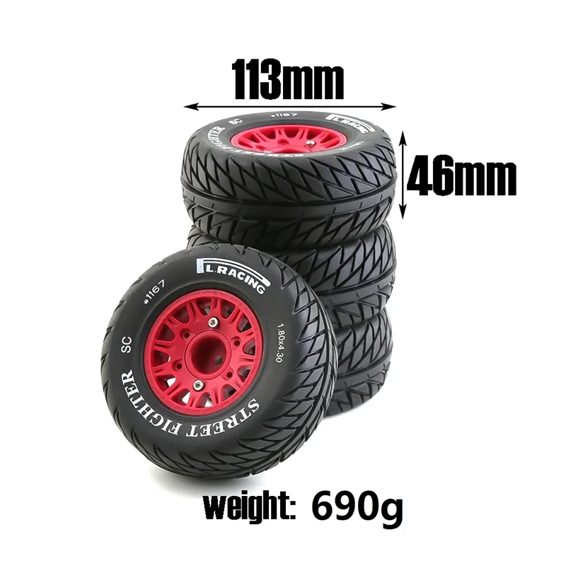 4Pcs 113mm 1/8 1/10 Short Course Truck Tire with 12mm 14mm 17mm Wheel Hex for Traxxas Slash ARRMA SENTON Vkar SCTX10 HPI RC Car