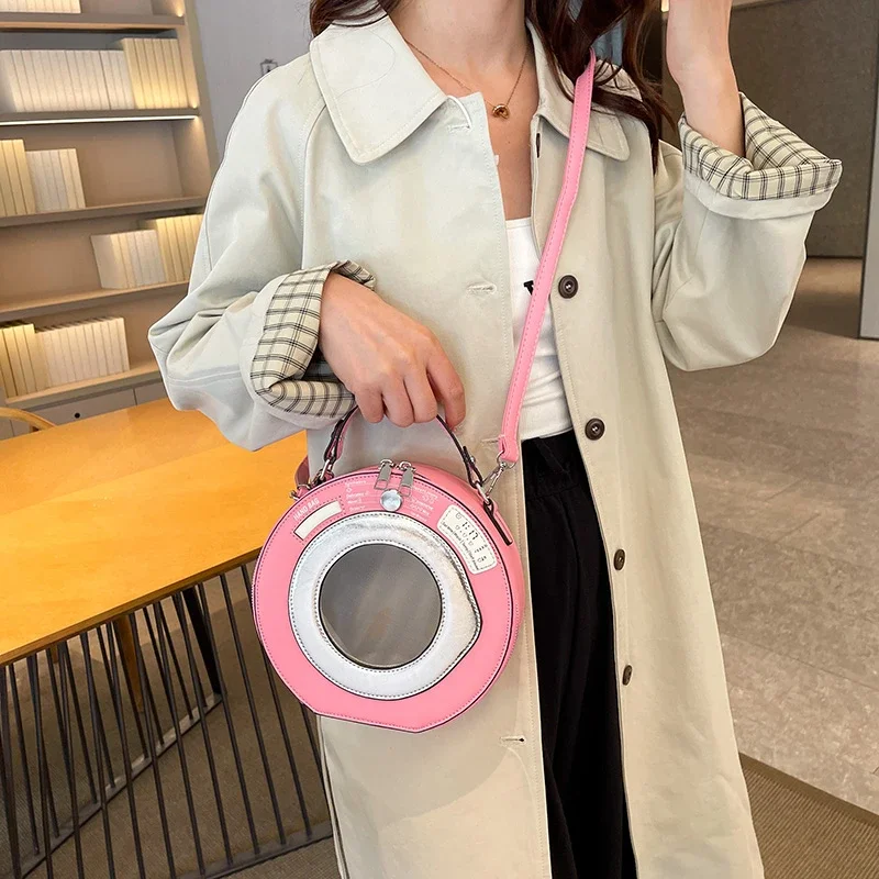 Сумка через плечо для молодых девушек, креативная круглая сумка, дизайнерская круглая сумка на плечо для женщин, новинка 2025 года, маленькая черная сумка