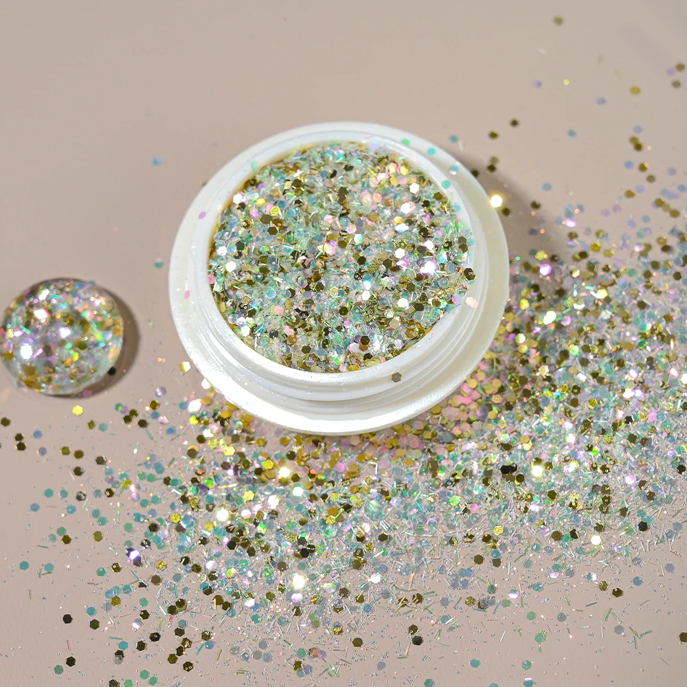 8 boîtes de paillettes hexagonales mixtes pour ongles, grosses flocons holographiques scintillants pour le visage, les yeux, le corps, maquillage, décoration Nail Art