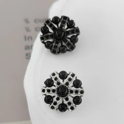 18/23MM Black Rhinestone High Quality Shank Buttons Of Clothing Silver Fashion Decor Wholesale Sewing Button For Garment DIY