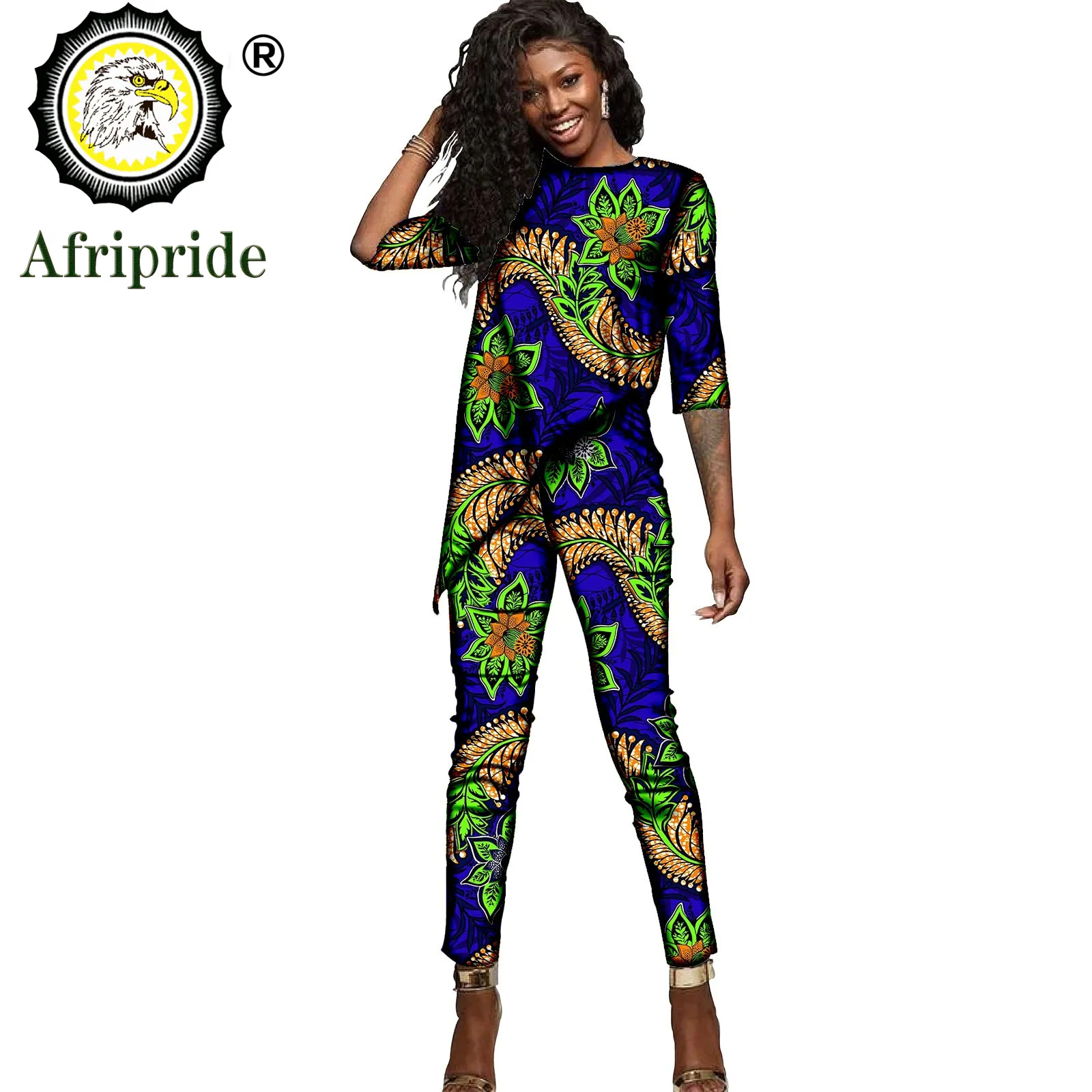 African Clothes for Women Print Shirt with Trousers Two Piece Outfits Pure Cotton Wax Attire Casual Tracksuit Plus Size S2026021