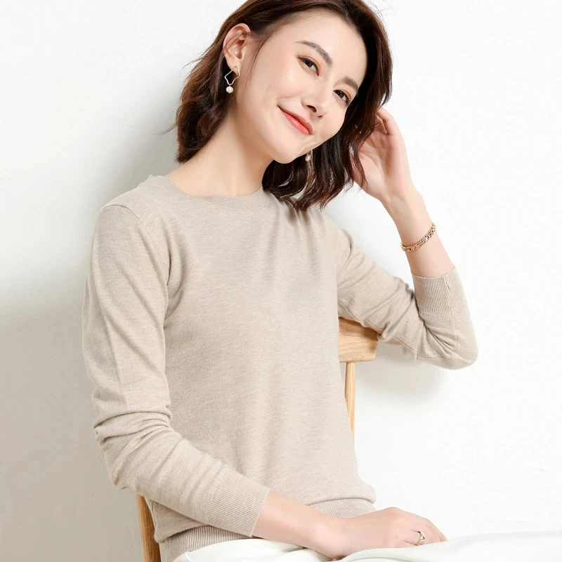 Women Sweater 2024 Autumn Winter O-neck Solid Pullovers Spring Warm Slim Bottoming Shirt Long Sleeve Casual Pull Femme Jumpers