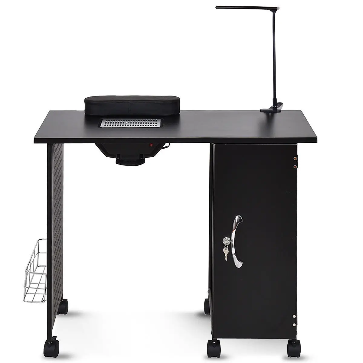 

Manicure Nail Table Station Black Steel Frame Beauty Spa Salon Equipment Drawer