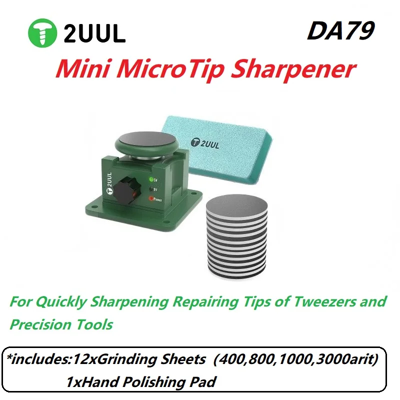 

Набор для быстрой заточки и ремонта пинцетов и прецизионных инструментов 2UUL DA79 Mini MicroTip Sharpener Steel Tool Kit