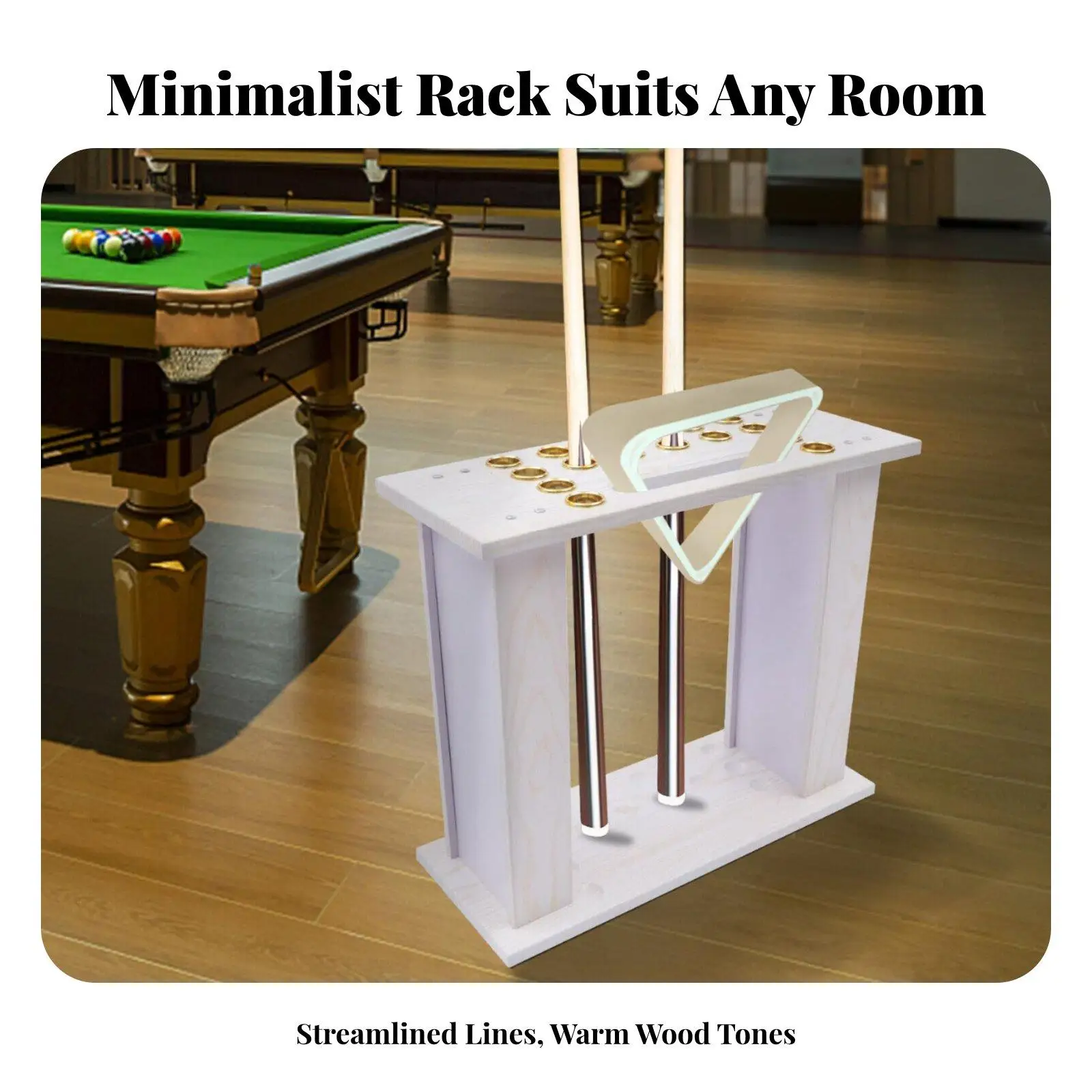 16-Hole Floor Cue Rack Large Capacity Pool Holder Sturdy Wood Construction Pool Holder Floor Stand for Man Cave, Club, Home