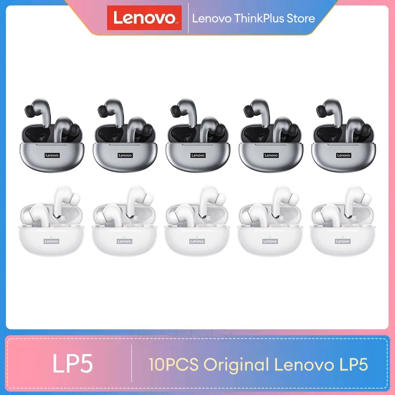 Original 2/10PCS Lenovo LP5 Bluetooth V5.0 Wireless Headphones Waterproof Sports Headset HiFi HD Music Earphone