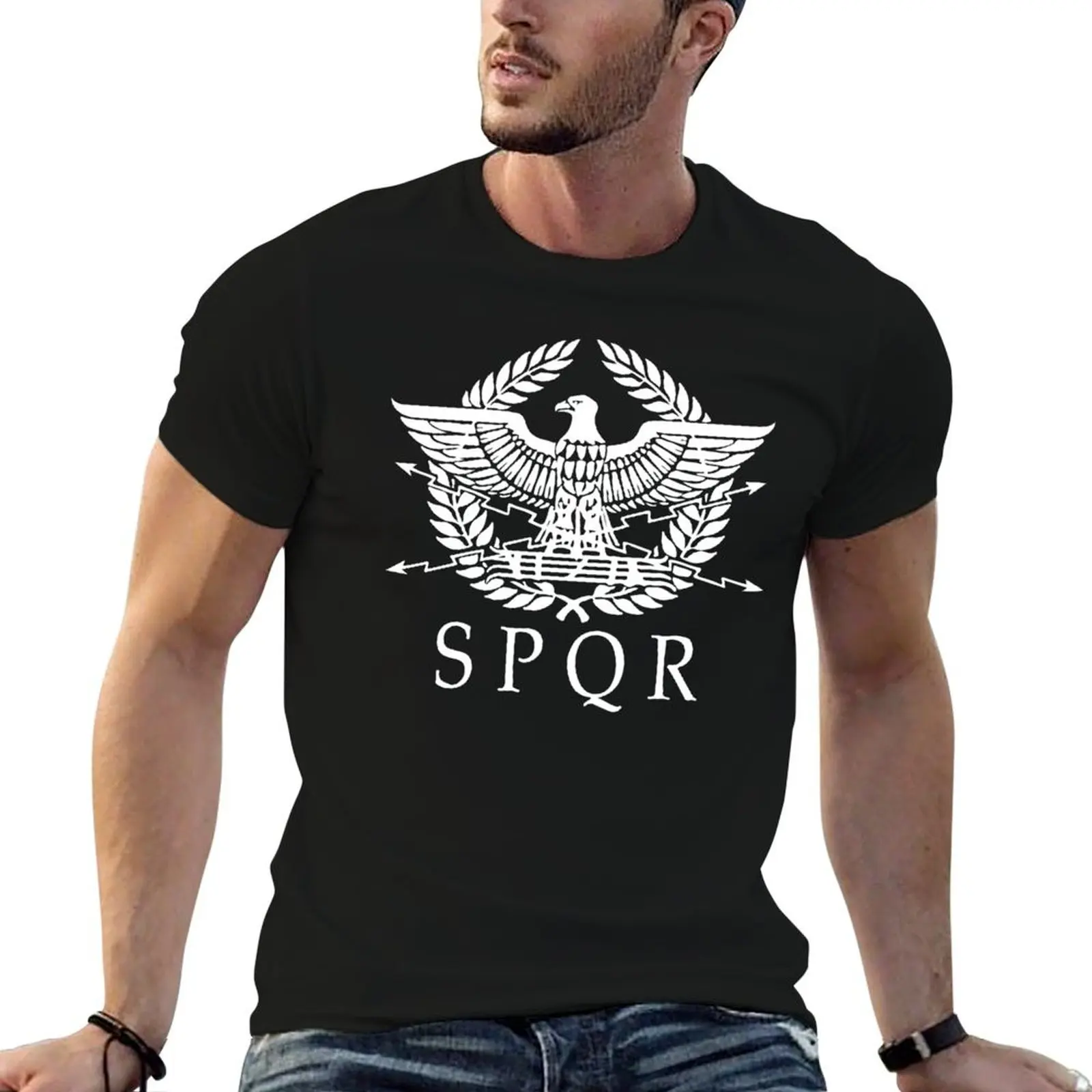 

SPQR (Black and White) T-Shirt t shirt man designer t shirt man cotton man t shirts for men casual T-shirt