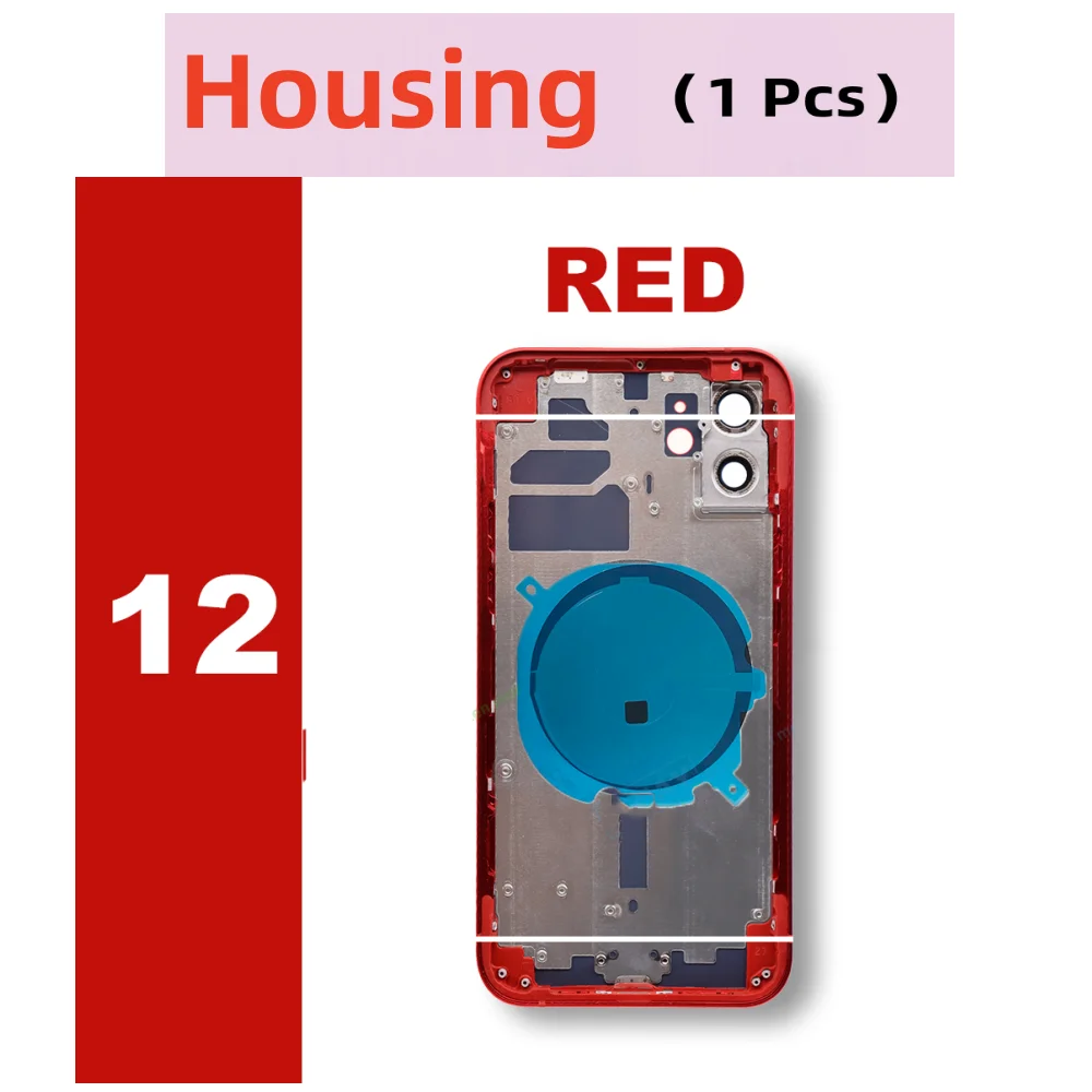 for iPhone 12 Back Housing Battery Door Glass Cover + Sim Card Tray + Side Buttons 12 Back Cover Frame Chassis Housing