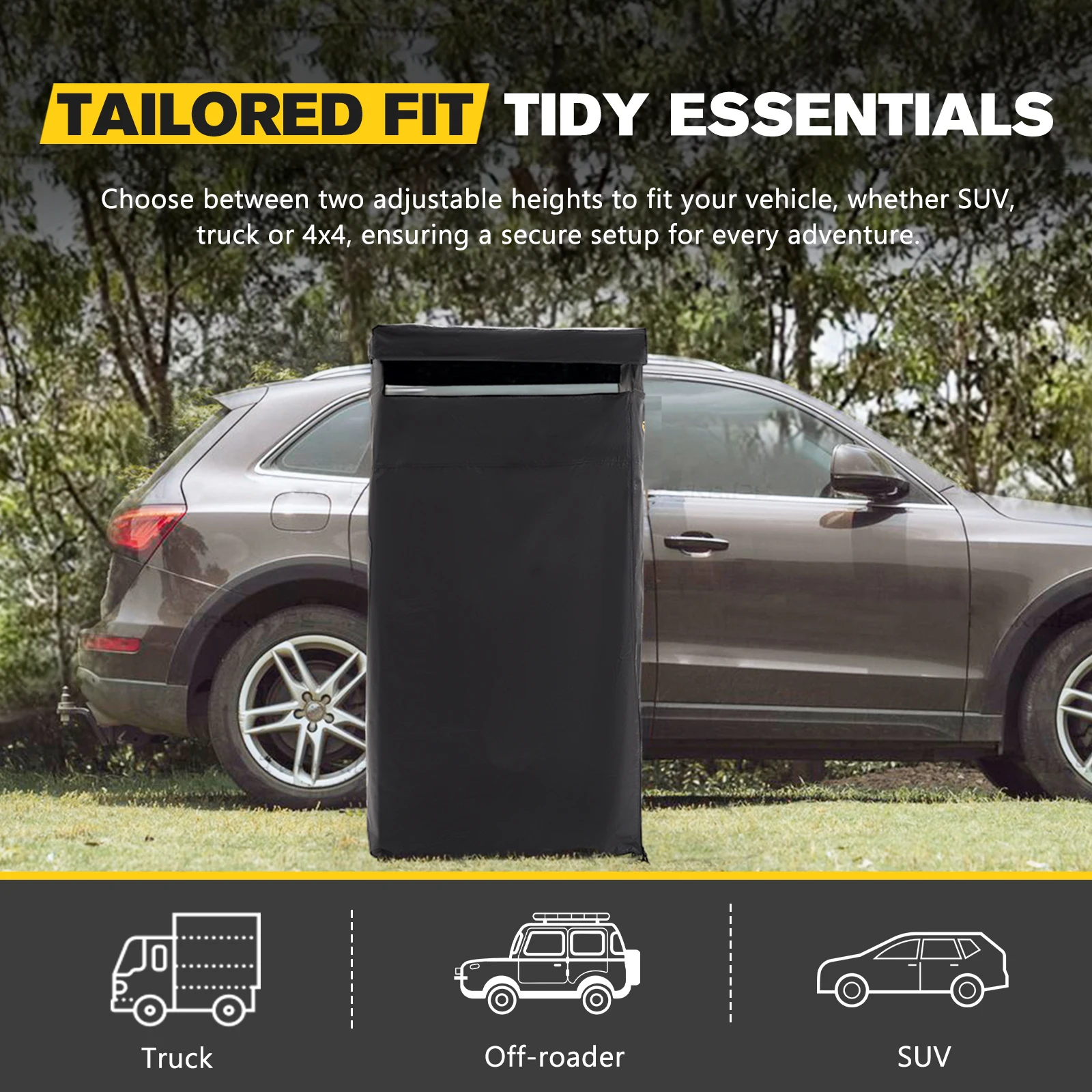 BUNKER INDUST سهل الإعداد قابل للتعديل ارتفاع مركبة جبل التخييم دش خيمة المظلة سيارة الجانب دش خيمة المرحاض الاستحمام خيمة #6