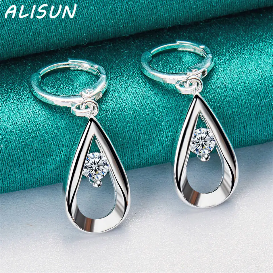 ALISUN-pendientes de circonitas de Plata de Ley 925, pendientes colgantes, joyería de moda, accesorios de boda Nobles Grace