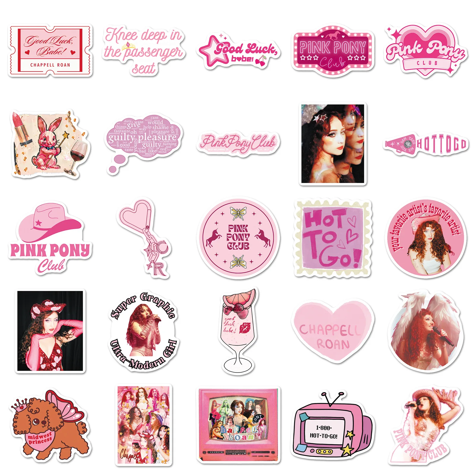 

10/50PCS Chappell Roan Singer Star Sticker Album Peripheral Cartoon Pink Creative Decorative Graffiti Decal Toys DIY Guitar Desk