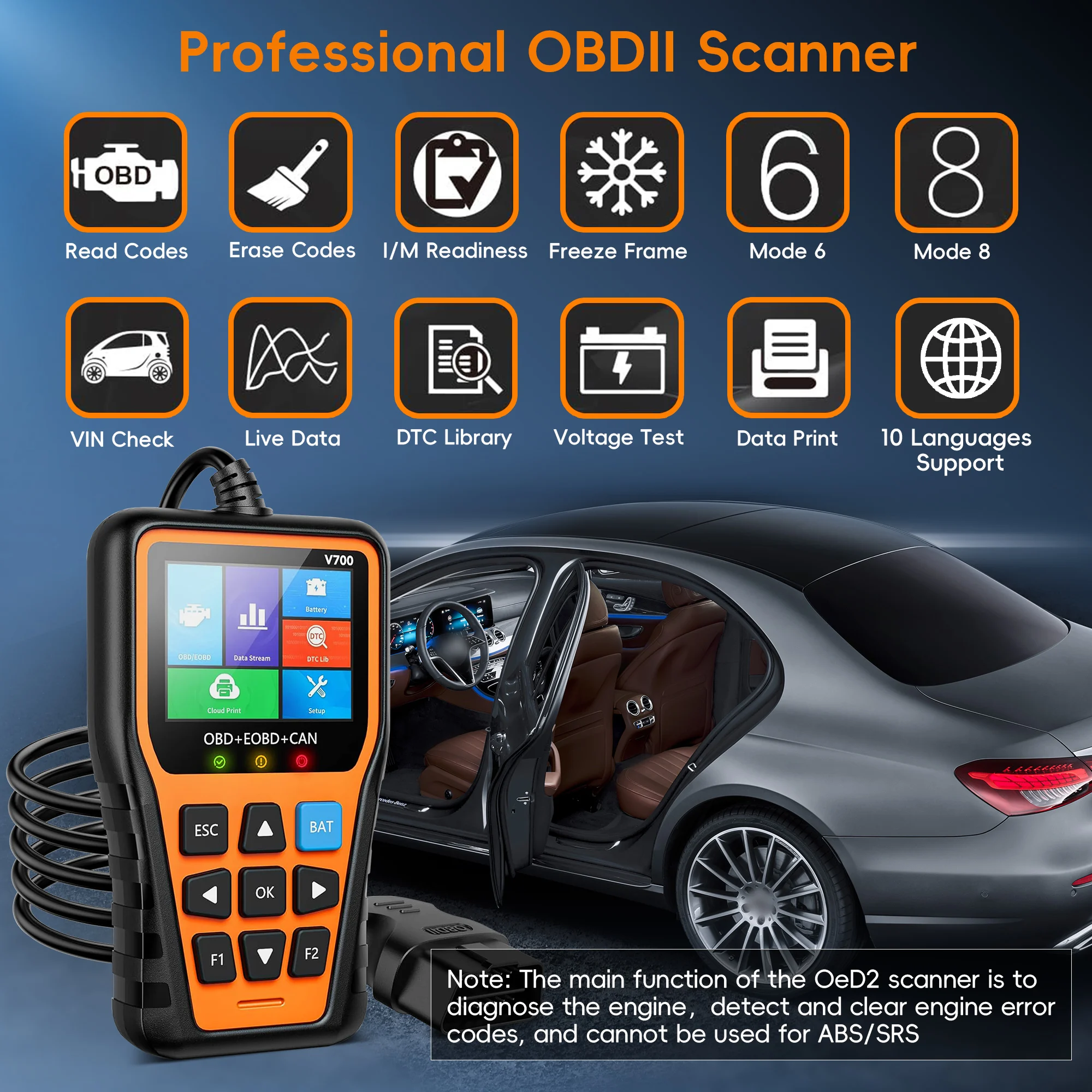 Picture 4: OBD2 Scanner Diagnostic Tool, Check Engine Code Reader OBD2 Scanner with Reset, Mode 6, Mode 8 & I/M Readiness,Auto Check Engine