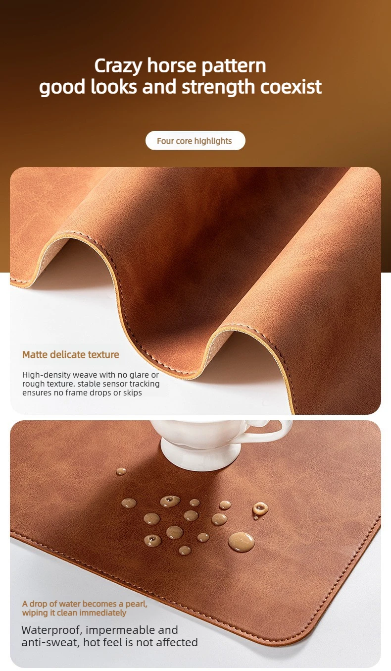 3in1 Large Mouse Pad Double Sided Leather Cork Waterproof Gaming Office Desk Mat Non Slip Computer Desk Pad Accessories Mousepad