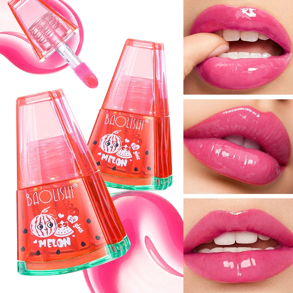 Süßes Wassermelonen-Lippenöl BAOLISAI Klarer Rosa Aufpolsternder Lipgloss Feuchtigkeitsspendender Spiegelglanz-Lippenbalsam Fruchtgeschmack Tägliches Make-up