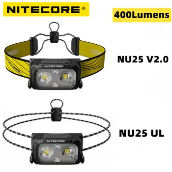 NITECORE NU25 UL V2 Oplaadbare Koplamp 400 Lumen Dual beam Uitgeruste spotlight schijnwerper Ultra Lichtgewicht Koplamp Lantaarn