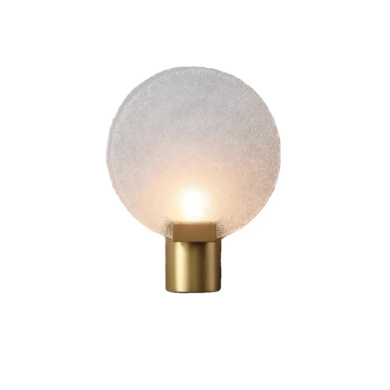 ما بعد الحداثة النحاس وحدة إضاءة LED جداريّة أضواء الحد الأدنى استدارة الزجاج بريق شمعدانات جدارية الممر غرفة نوم اللوح الأمامي مدخل الممر مصابيح #5