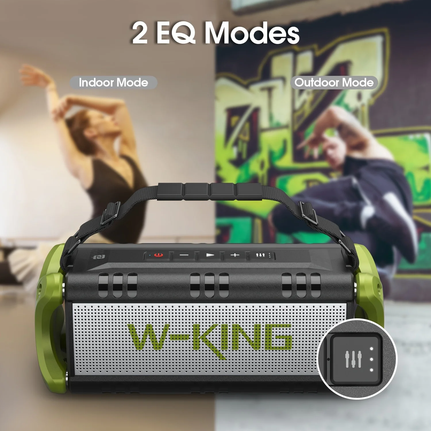 W-KING 50W RMS Bluetooth-luidspreker, draagbare luidsprekers Bluetooth draadloos luid, IPX6 waterdichte grote buitenluidspreker