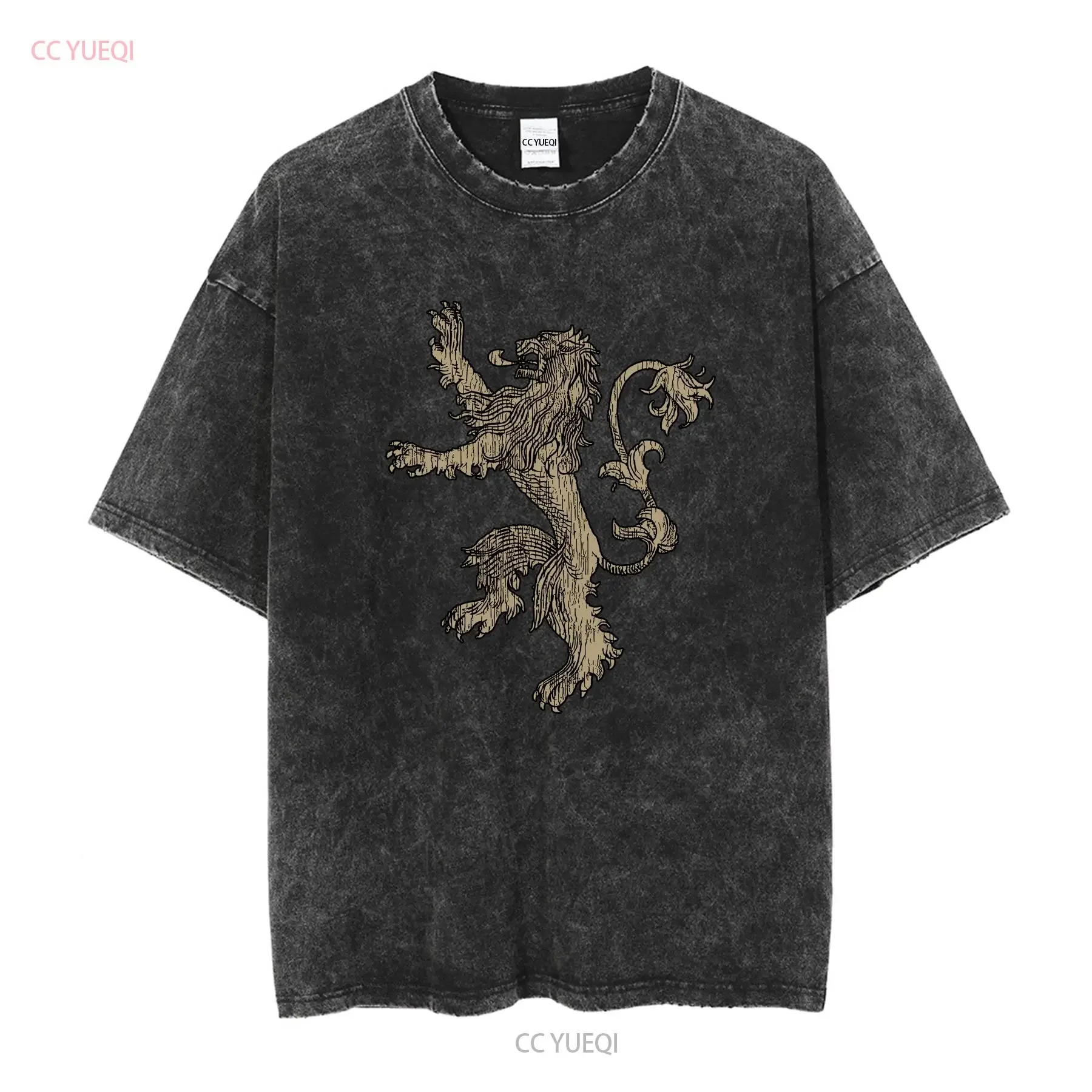 House Lannister T Shirt Thrones Dragon Symbol Distressed 3213 vintage Washed Slightly Top For Everyday Wear Breathable Unisex