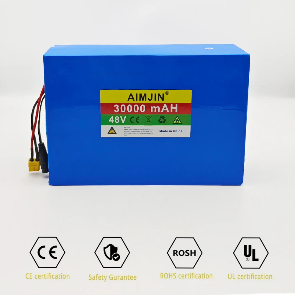 Akumulator litowy 48 V 30 Ah 30000 mAh 18650 13S8P o dużej pojemności, odpowiedni do wbudowanego ładowarki BMS 48 V 250-1500 W + 54.6V2A