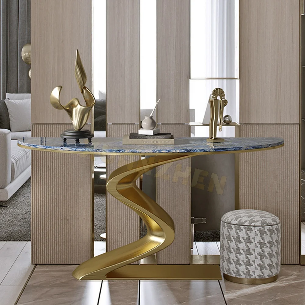 Living room furniture gold stainless steel console table luxury marble console table modern console tables