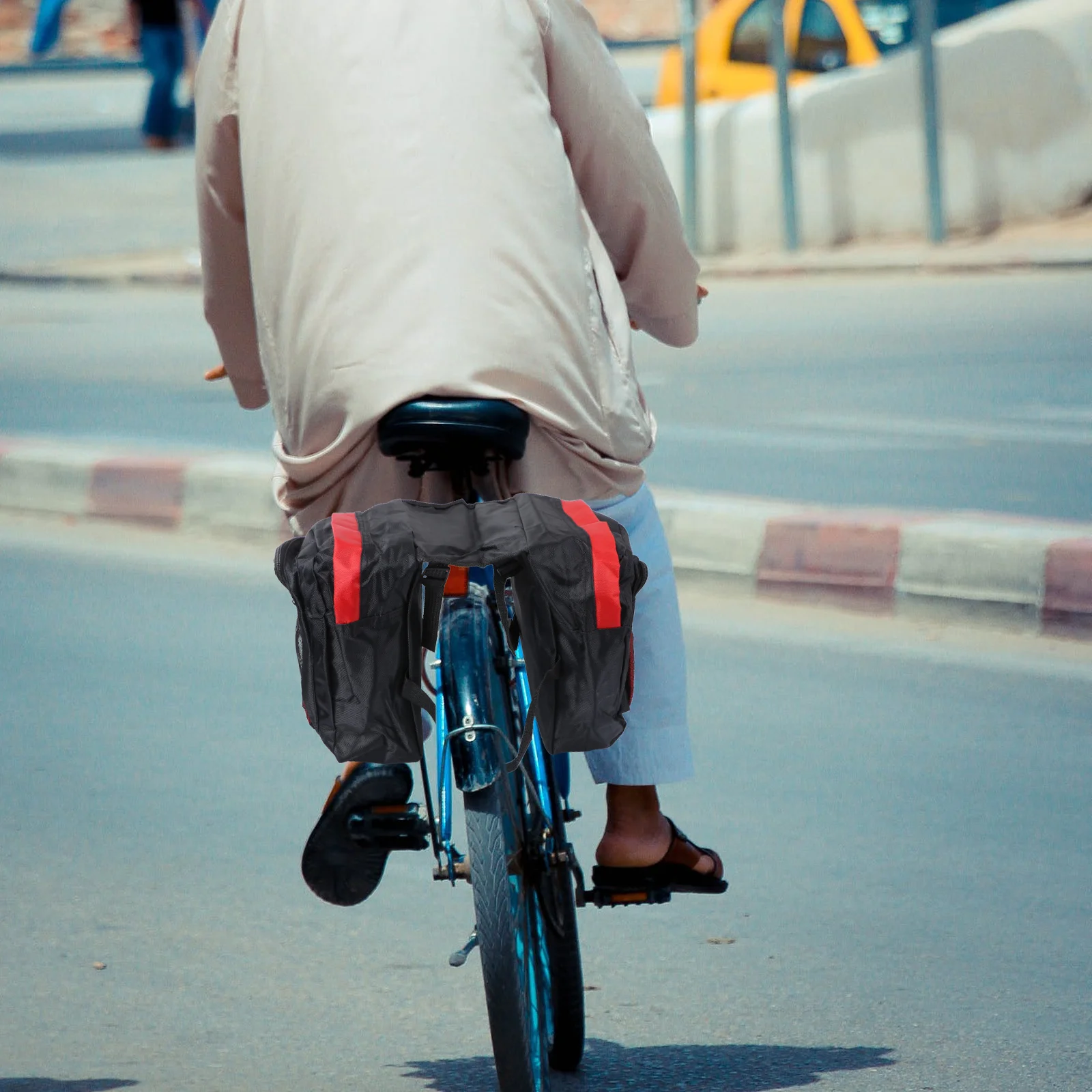 

Large Capacity Double Saddle Bag Rear Shelf Frame Bag Waterproof Reflective Tape Convenient Storage for Mountain Road