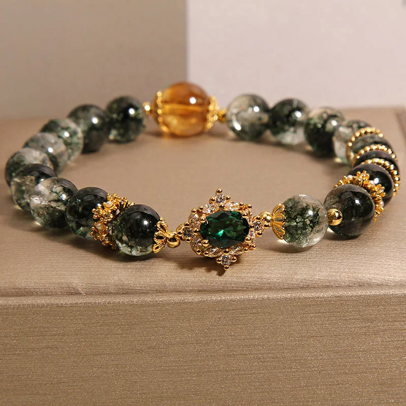 Natural Green Crystal Double - Strand Bracelet, Radiating Vitality and Symbolizing Wealth with Healing and Balancing Powers