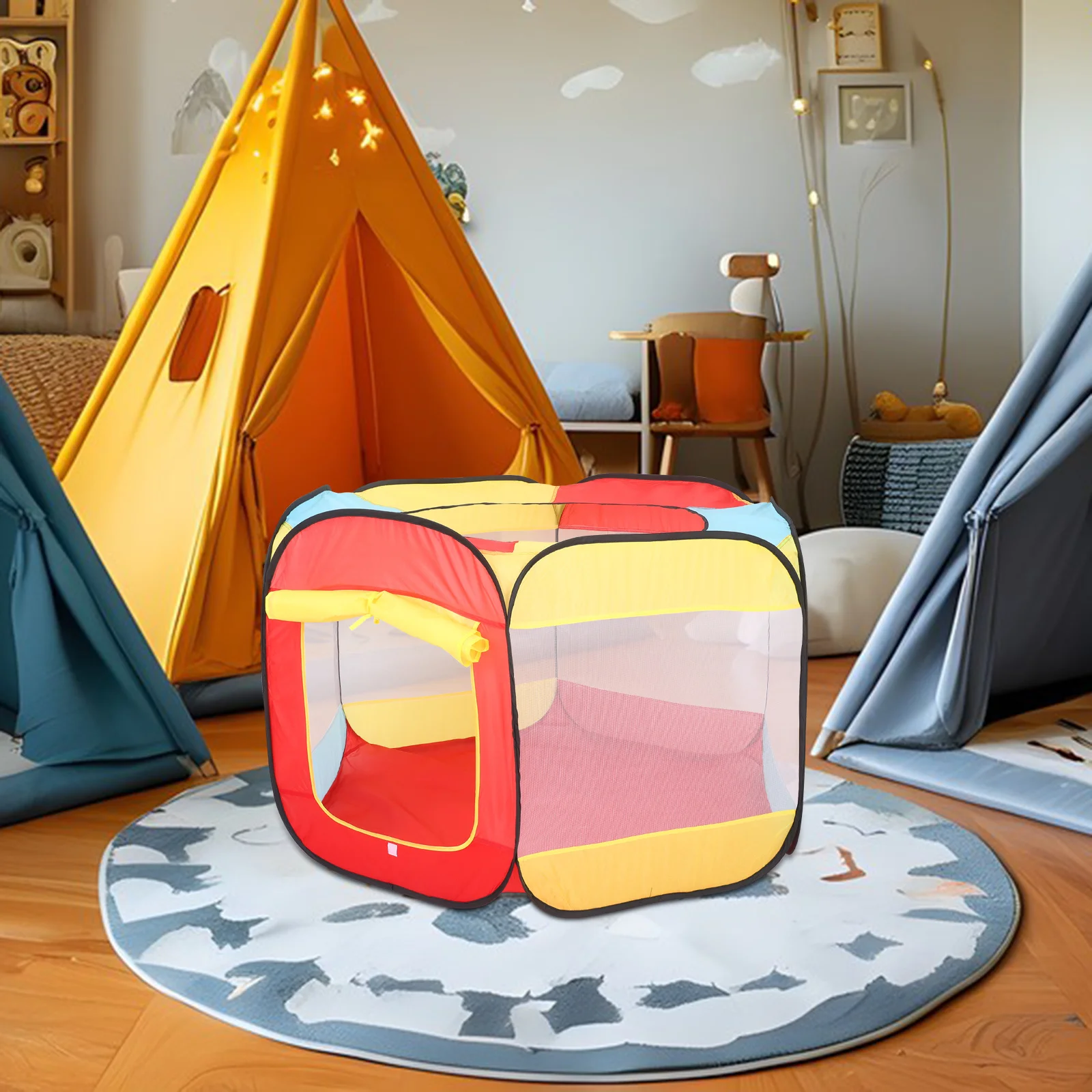 Bola de malha dobrável pit playhouse pop up cercadinho criança meninos meninas respirável interior ao ar livre jogar tenda aniversário diversão