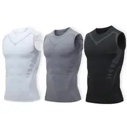 Chaleco moldeador iónico para hombre, camiseta sin mangas de compresión, adelgazante, Control de barriga, amigable con la piel