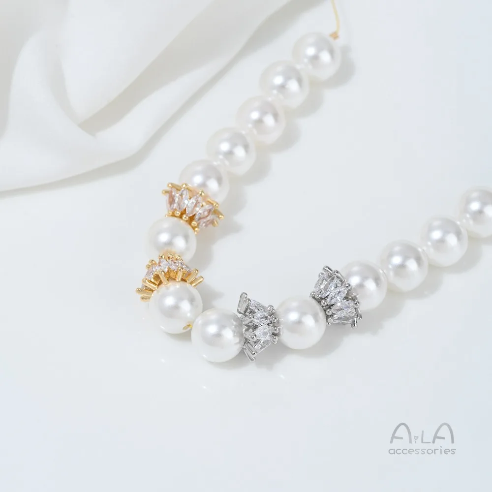 النحاس حبة 14K الذهب اللون الزركون لوتس صينية زهرة قبعة حبة فاصل كريستال DIY بها بنفسك اليدوية مطرز قلادة مجوهرات اكسسوارات #4