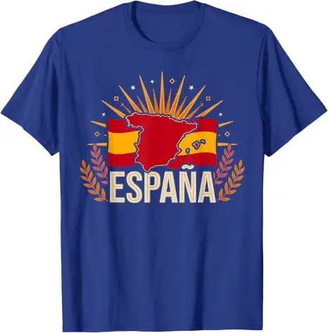 Spanisches Fan Retro Vintage Spanien Flagge T-Shirt Y2k Fußball Sportbekleidung Trikot Espana Fußballmannschaft Fans Grafik-Bekleidung Spanisches T-Shirt – Detail 16