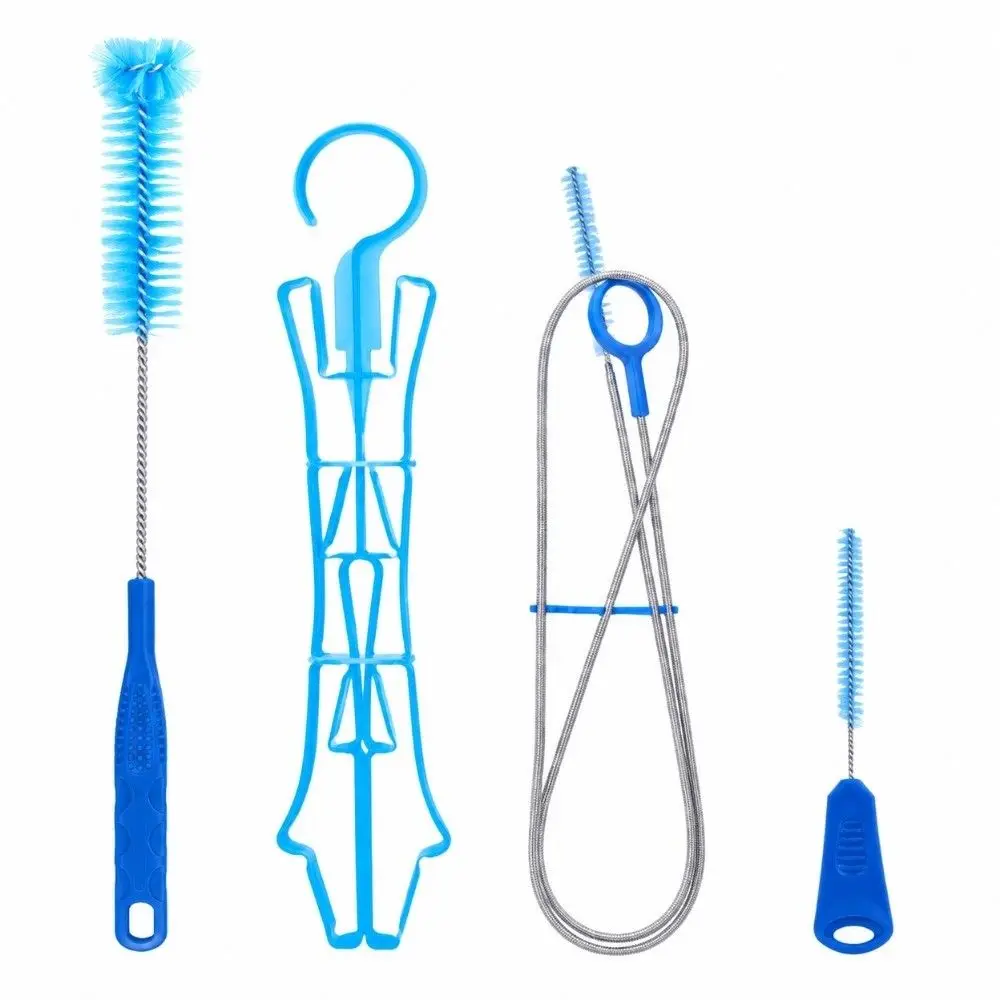 Flexible Hydration Bladder Cleaning Kit Collapsible Drying Frame 4-in-1 Water Reservoir Cleaning Tools Bite Valve Brush