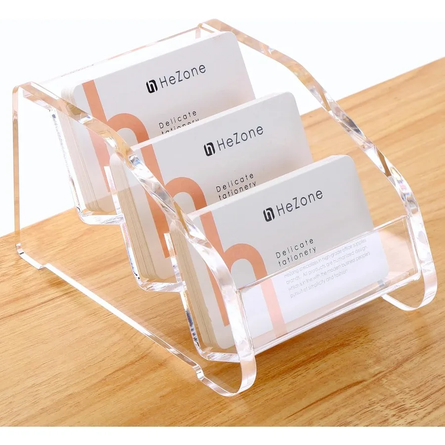 عرض حامل بطاقات العمل الأكريليك للنساء والرجال 3 فتحات 3 طبقات حامل بطاقات شفافة لفتحات المكتب التي تيل مرة أخرى لمنعها #1