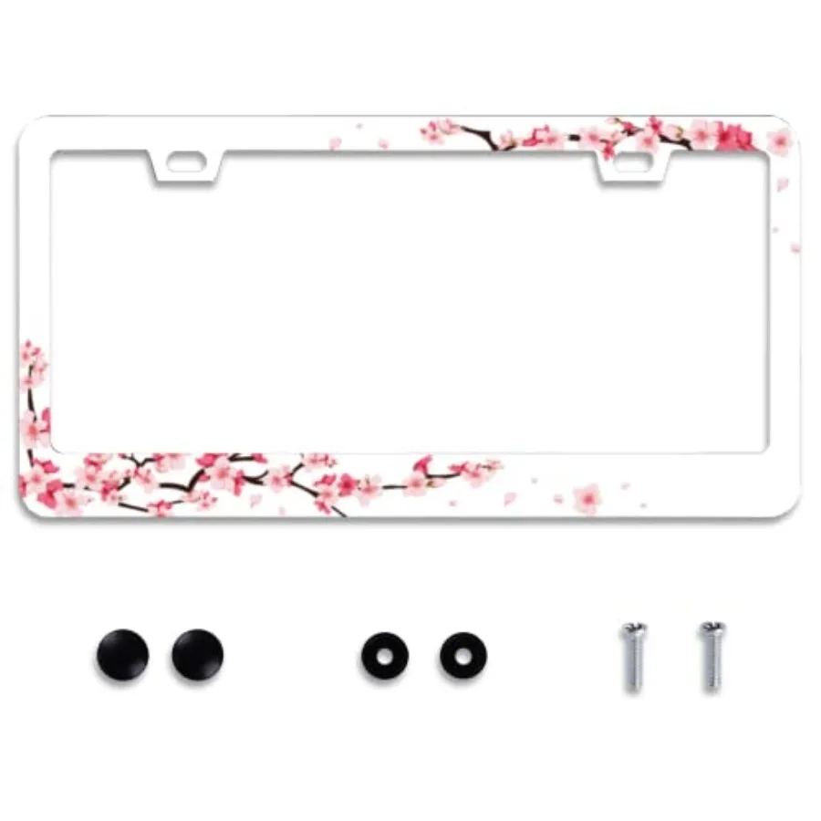 

Personalise Beautiful Cherry Blossom License Plate Frames Floral License Plate Frame Car Stainless Steels Accessories Cars Deco
