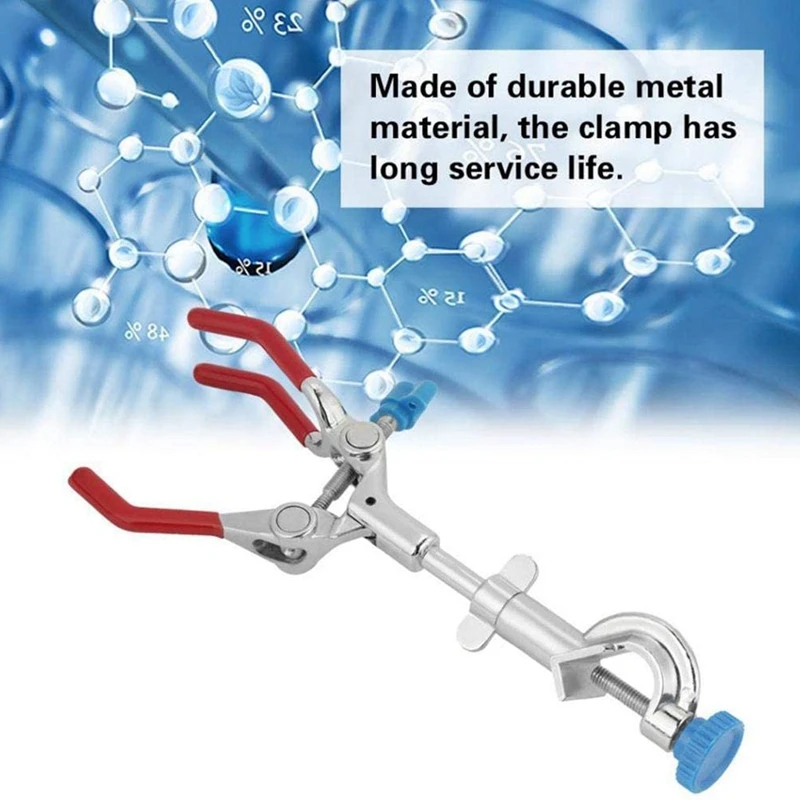 Lab Clamp 28Cm 3 Prong Finger Style Rubber-Coated Head Laboratory Clamp Multifunctional Condenser Beaker Extension Clamp