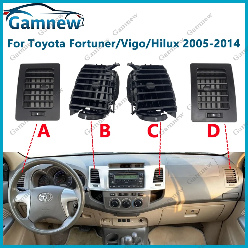 مخرج تنفيس مكيف الهواء المتردد لسيارة تويوتا فورتشنر فيجو هايلكس 2005-2014 منفذ شبكة تكييف الهواء لتصفيف السيارة