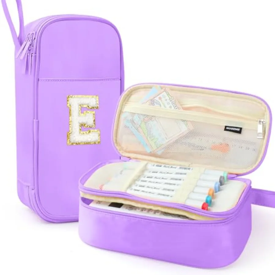 

Large Pencil Case, Big Capacity Pencil Pouch, Personalized Initial Pencil Bag with smooth zipper, Multiple Pockets, Cute Aesthe