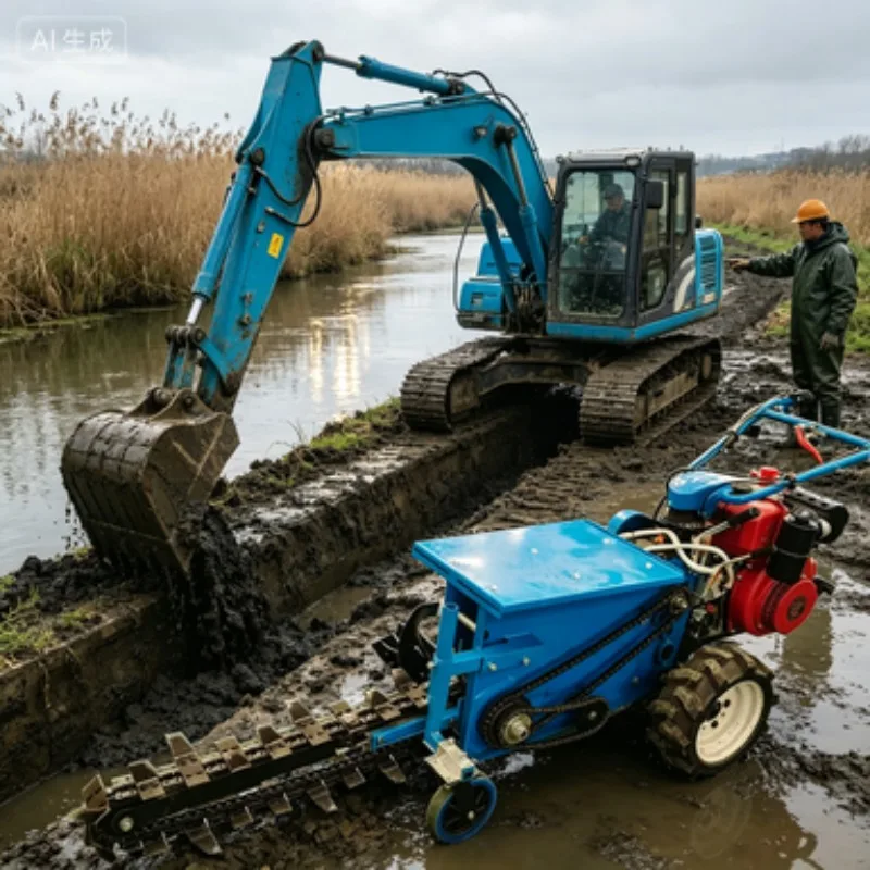 Chain Trench Digging Trencher Machine Chain Trencher for Sale
