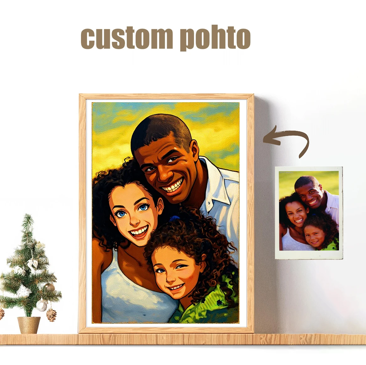 مخصص خمر النفط اللوحة أنيمي نمط صورة من صورة شخصية هدية عيد الميلاد للأزواج الأسرة الاطفال الجدار ملصق فني