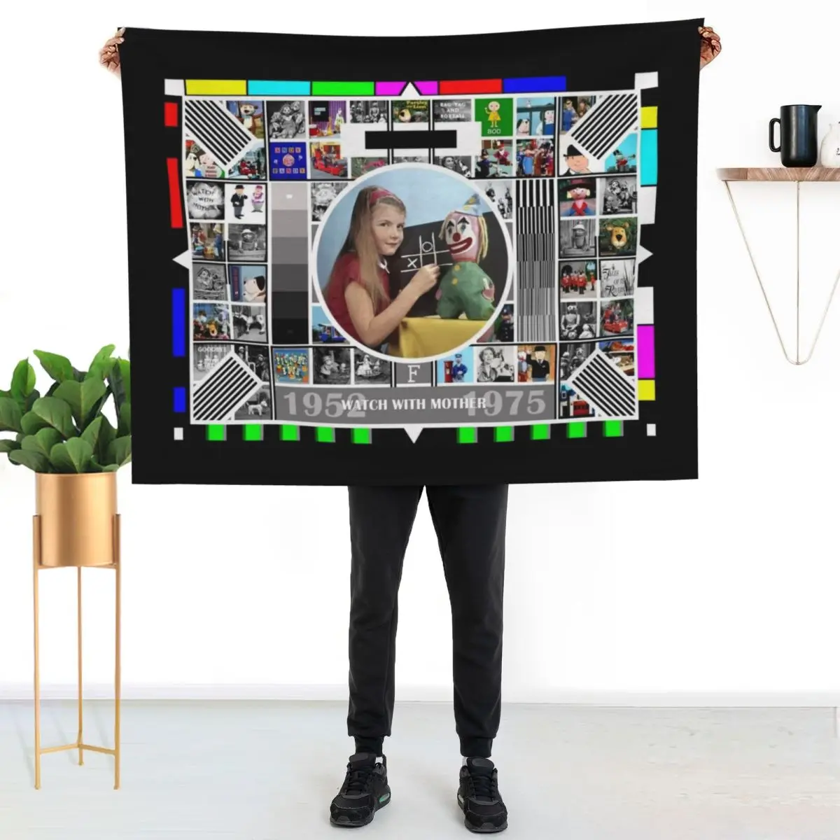 British Test Card 1952 - 1975 Watch With Mother Pop Art V1 Throw Blanket Large Decorative Sofas Luxury St Nap Blankets