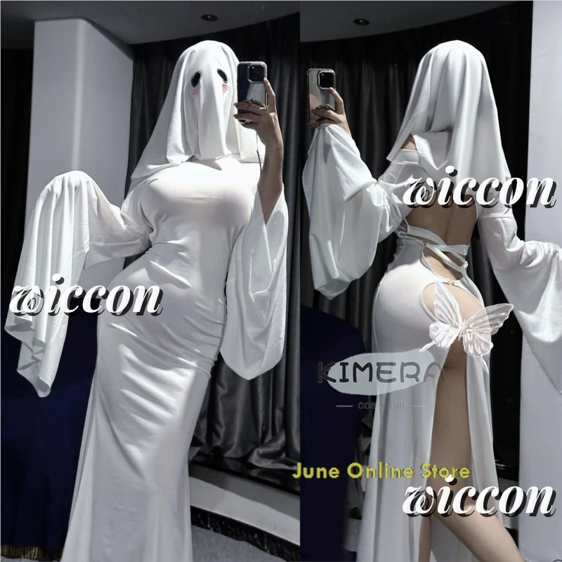 Disfraz de fantasma femenino bonito y Sexy, disfraz de Halloween para asustar la cara, disfraz de grito, disfraz de Halloween para adultos