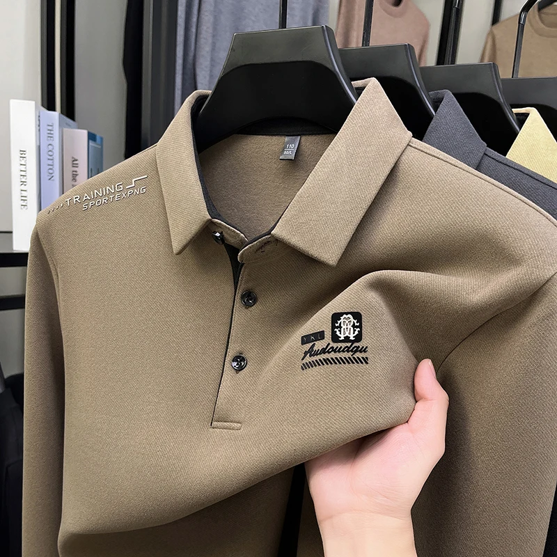 

Designer Original Men's Polo Shirt Lapel Long Sleeve T-shirt Autumn New Exquisite Chest Logo Print Fashion Business Menswear Top