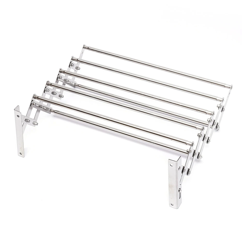 Creative Stainless Steel Folding Telescopic Towel Rack Multifunctional Shelf Towel Storage Rack 42~80cm Adjustable