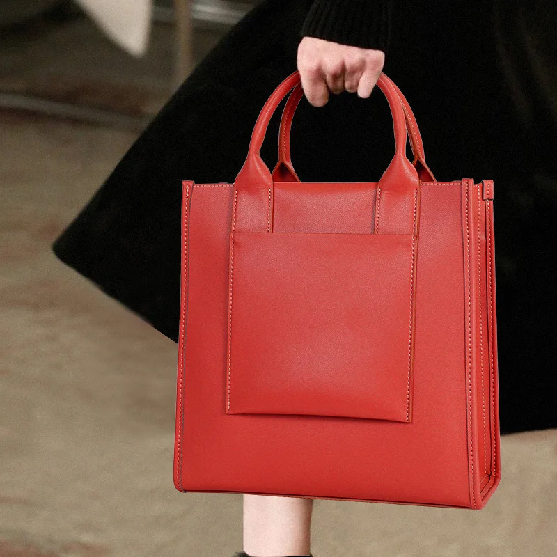 

Genuine Leather Women's Bag 2023 New Vertical Women Handbag Luxury Fashion Niche Big Tote Bag Commuter Shoulder Crossbody Bags