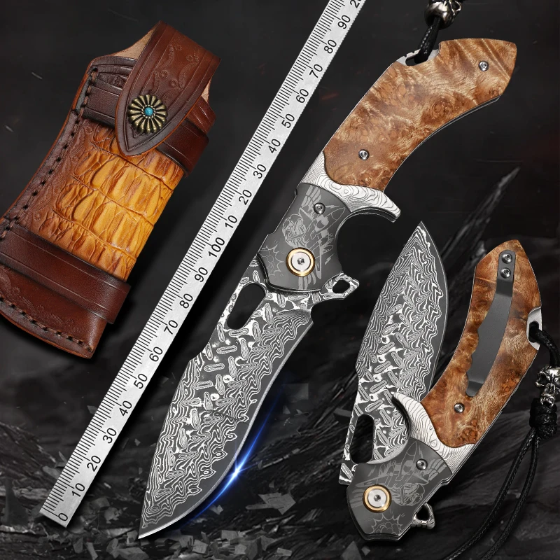 VG10 Damascus Steel pocket knife White Shadow Wood handle ball bearing knife Camping Hunting Survival outdoor EDC folding knife