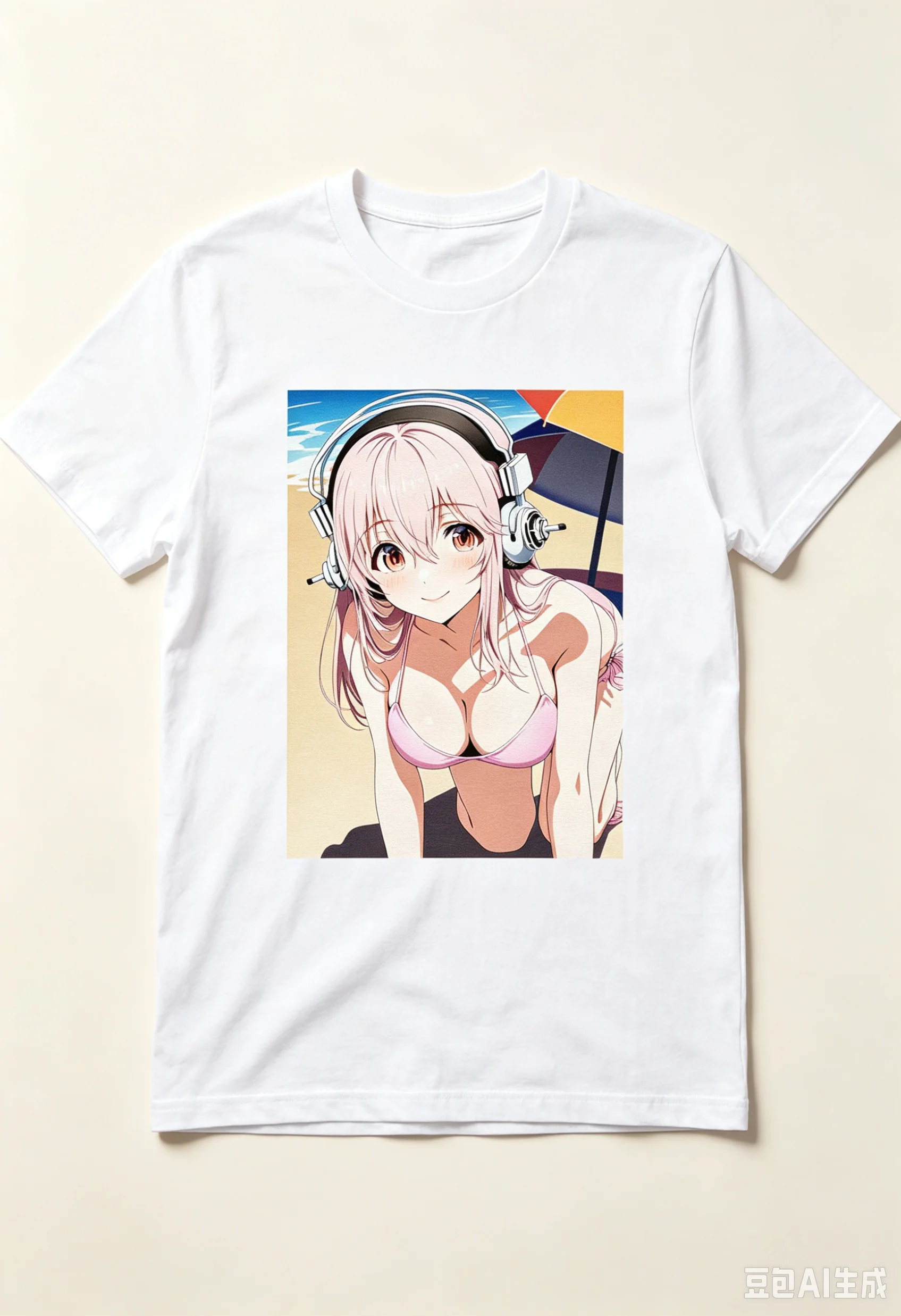 Summer Anime Crew Neck T-shirt Printed with Super Sonico from SoniAni: Super Sonico The Animation Women And Men T-shirt