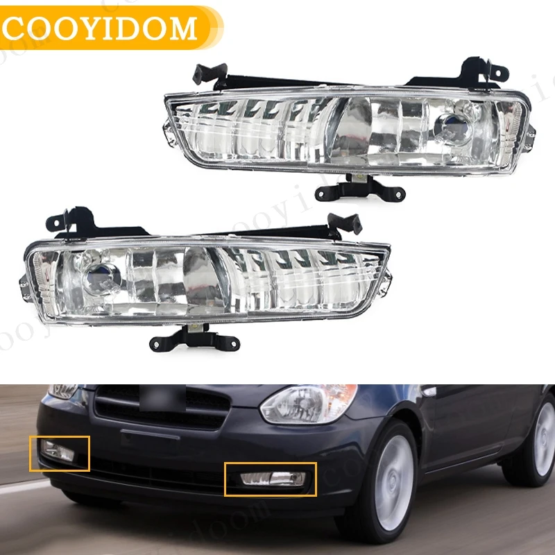 Reflektory samochodowe DRL Światło przeciwmgielne Światło drogowe Przedni zderzak Światło przeciwmgielne Do Hyundai Accent 2006-2010 92201-1E000 92202-1E000