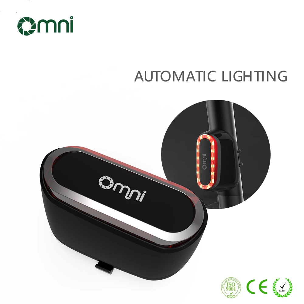 Omni USB Ricarica Luce intelligente Modalità flash IP66 impermeabili Luce posteriore per bicicletta intelligente Luce posteriore per bici