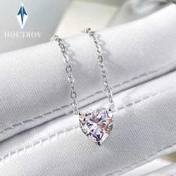 2/4Carat Heart Shape Moissanite Pendant Necklace 925 Sterling Silver D Color VVS1 Diamond Necklaces for Women Wedding Jewelry