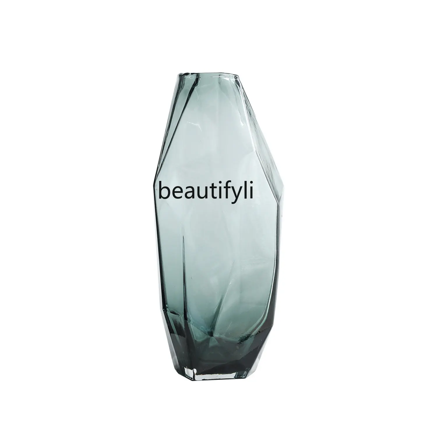 

yj European-Style Simple and Light Luxury Geometric Multi-Sided Color Transparent Glass Vase Flower